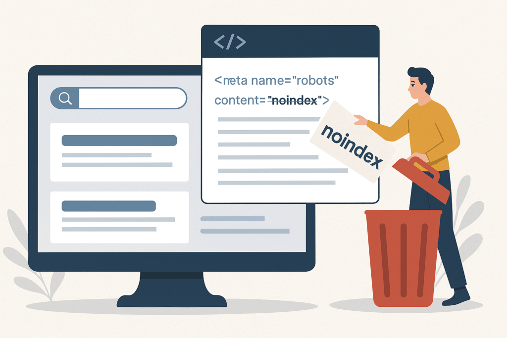 Come eliminare il tag noindex